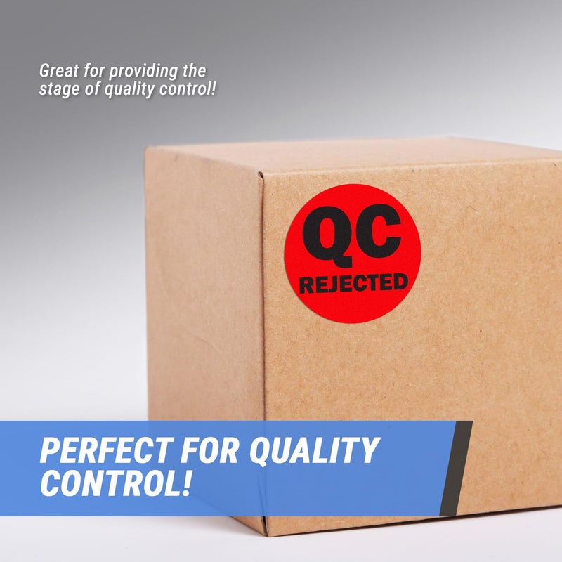 OfficeSmartLabels QC Rejected Label Stickers - 2 Inch Round Circle Dot in Vibrant Red Color Coding for Inventory Quality Control Production Line Warehouse Inventory Management Inspection Stickers - 300 Labels per Roll - Image 3
